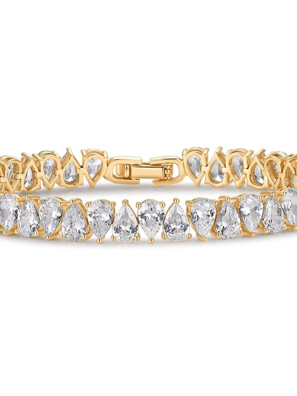 Elegant 14K Gold Plated Pear CZ Tennis Bracelet for Women